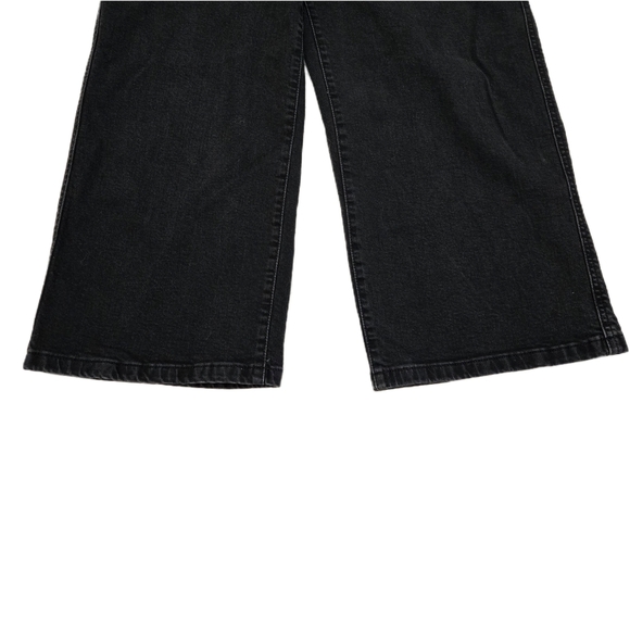 Levi's Mile High Cropped Wide Leg Jeans Black Wash High Rise Button Fly Size 31 - Picture 5 of 16